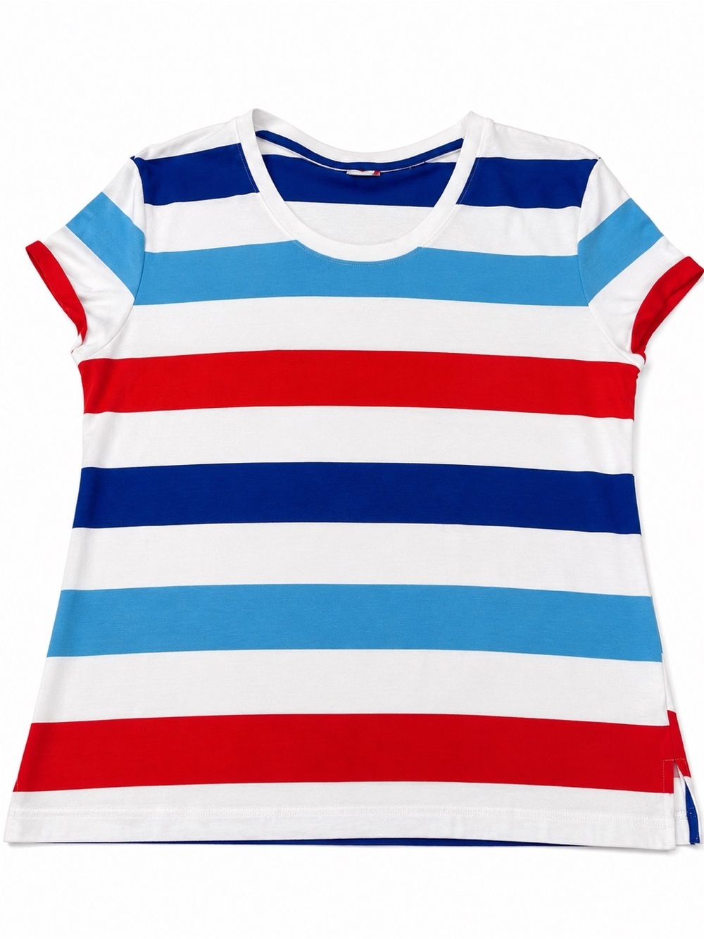 Esprit Striped Short Sleeve Tee XXL Red White Blue Colorblock Crew Neck Casual T
